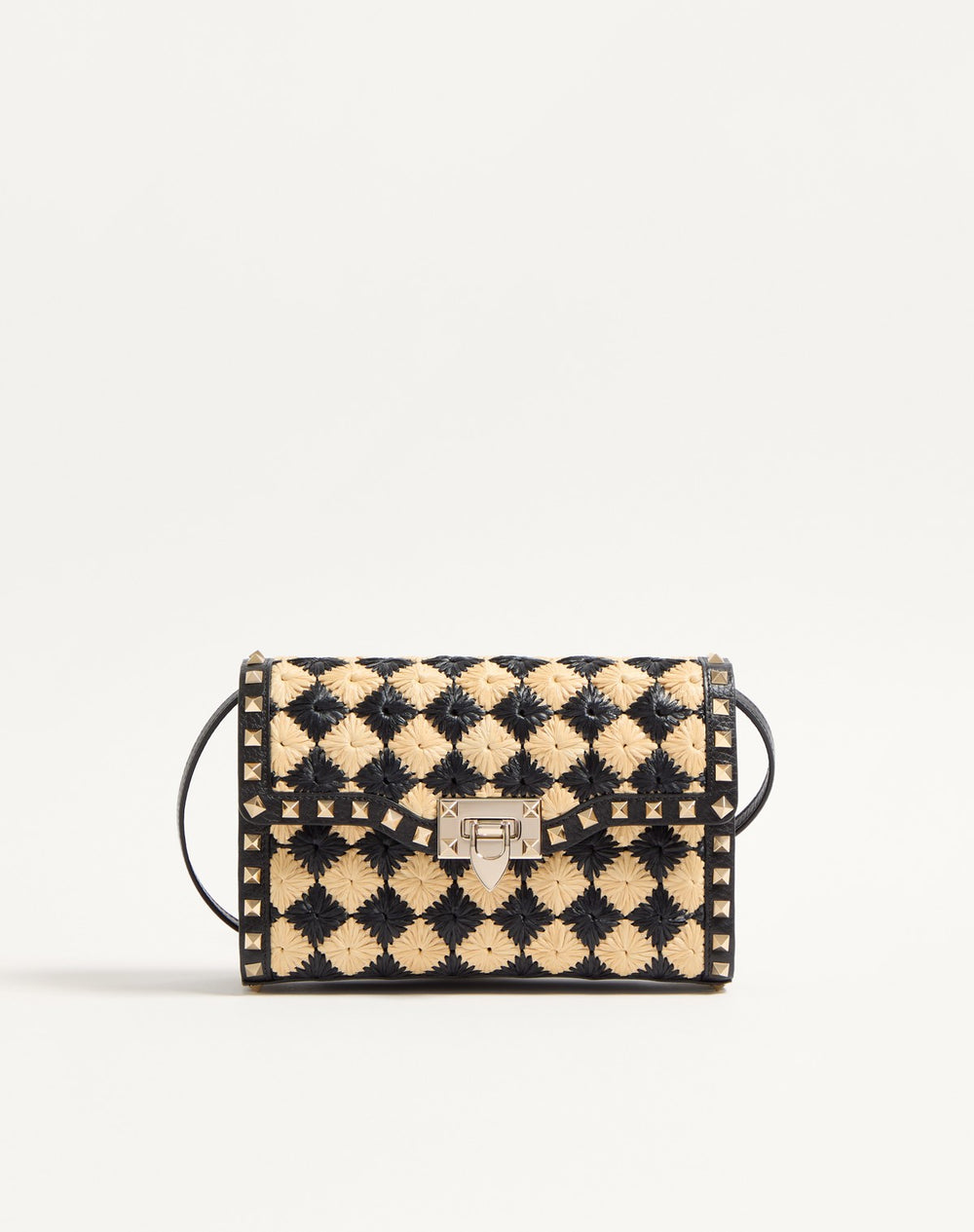 Borsa Piccola A Tracolla Valentino Garavani Rockstud Ricamata In Rafia