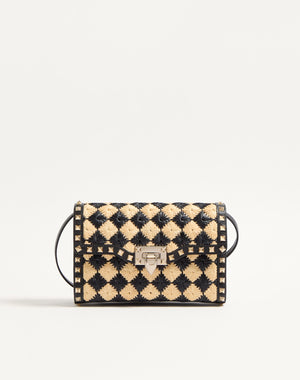 Borsa Piccola A Tracolla Valentino Garavani Rockstud Ricamata In Rafia