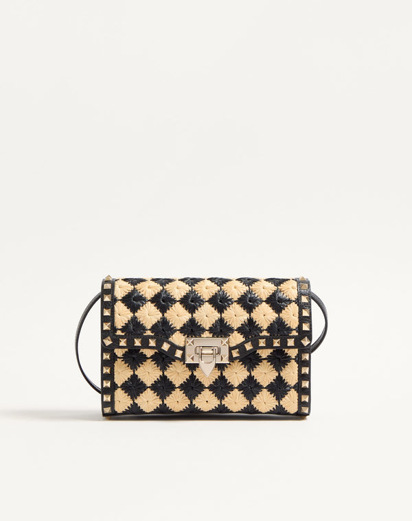 Borsa Piccola A Tracolla Valentino Garavani Rockstud Ricamata In Rafia