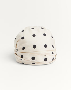 Turbante Foulard Con Treccia In Seta Con Stampa Pois 
