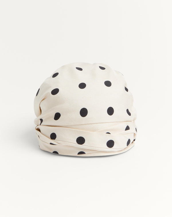 Turbante Foulard Con Treccia In Seta Con Stampa Pois 