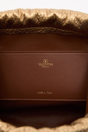 Mini Borsa A Sacchetto Vlogo Pouf In Pelle Metallizzata