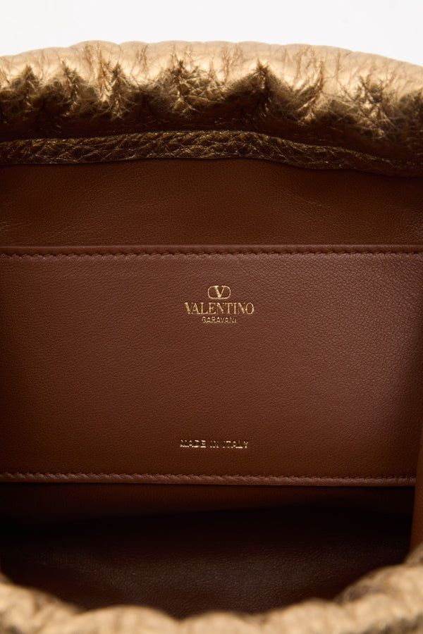 Mini Borsa A Sacchetto Vlogo Pouf In Pelle Metallizzata