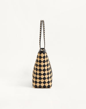 Borsa Shopping Valentino Garavani Rockstud Ricamata In Rafia