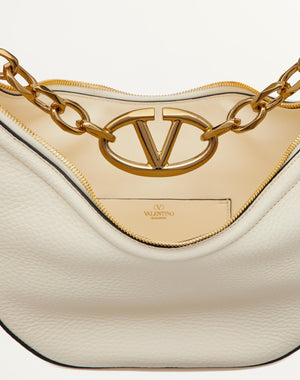Hobo Piccola Vlogo Moon Bag In Vitello Granato Con Catena