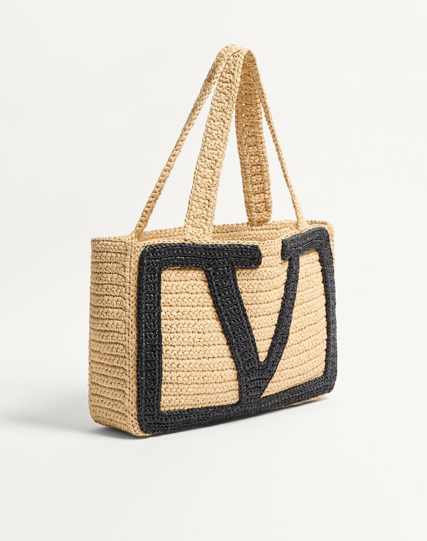 Borsa Shopping Media Valentino Garavani Viva Superstar In Rafia