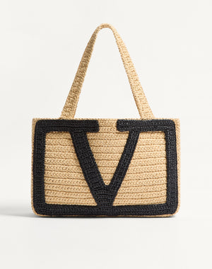 Borsa Shopping Media Valentino Garavani Viva Superstar In Rafia