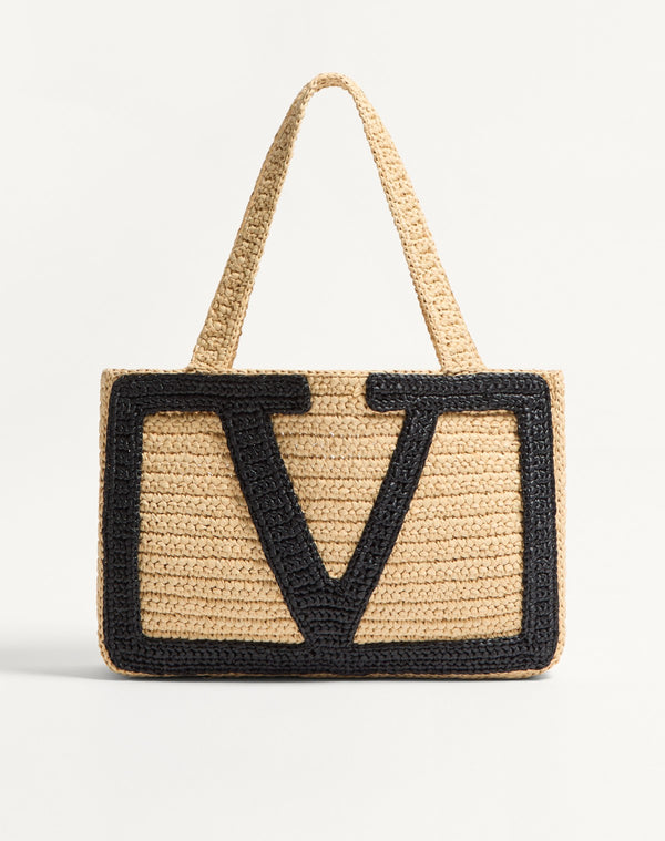 Borsa Shopping Media Valentino Garavani Viva Superstar In Rafia