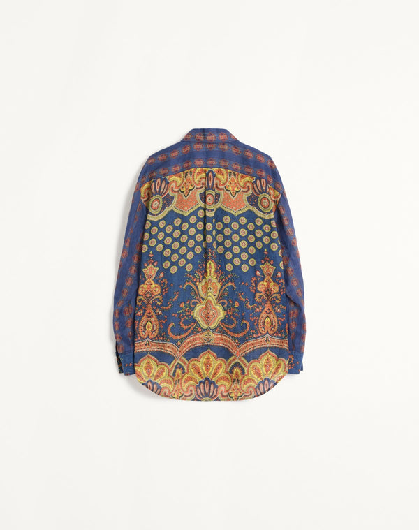 Camicia In Lino Paisley Medaglioni Voyage Imaginaire 