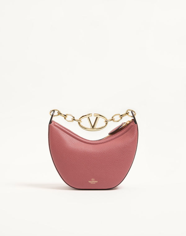 Mini Hobo Vlogo Moon Bag  In Vitello Granato Con Catena