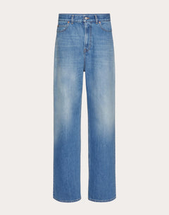 Jeans In Blue Washed Denim Stampa VALENTINOentino Archive 1985