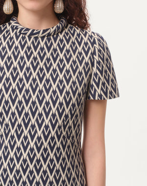 Abito Corto In Jacquard Toute La V 