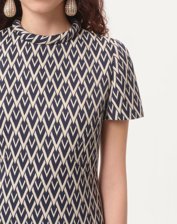 Abito Corto In Jacquard Toute La V 