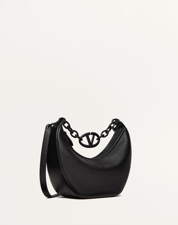 Hobo Piccola Vlogo Moon Bag In Vitello Granato Con Catena