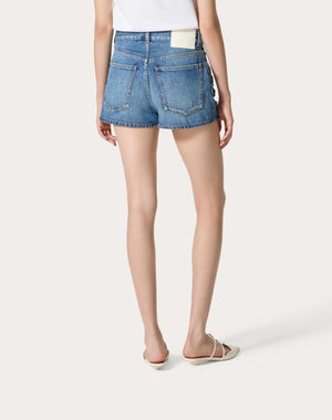 Shorts In Medium Blue Denim Ricamati