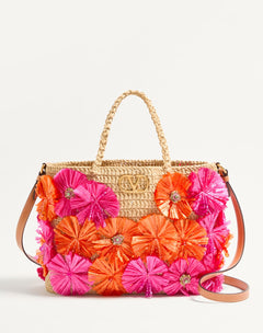 Borsa shopping  VALENTINOentino Garavani in rafia con fiori e perline