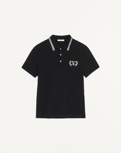Polo In Piquet Di Cotone Con Ricamo Maison Valentino
