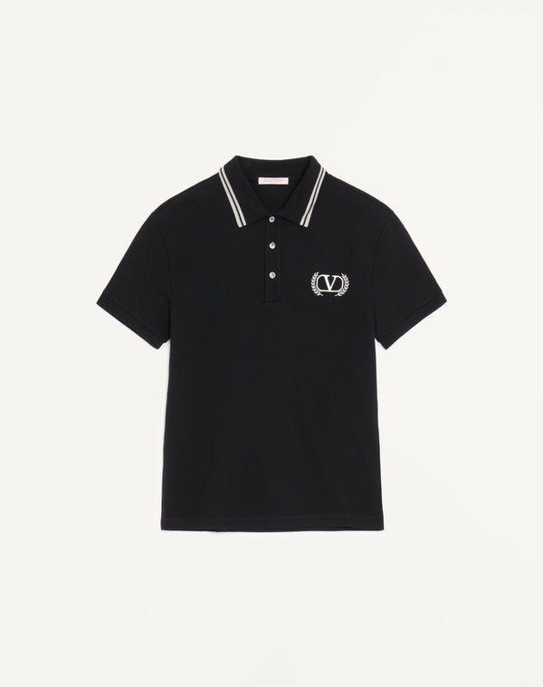 Polo In Piquet Di Cotone Con Ricamo Maison Valentino
