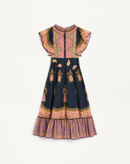 Abito Midi In Mussola Cotone Mix Stampe