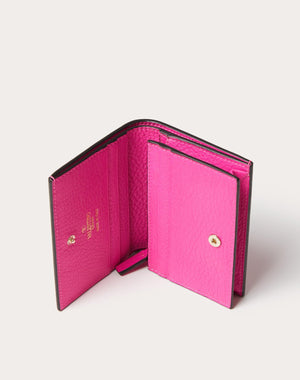 Portafoglio Piccolo Rockstud In Vitello Granato