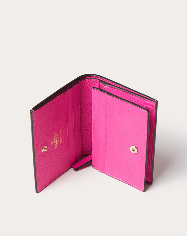 Portafoglio Piccolo Rockstud In Vitello Granato