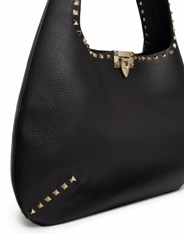 BORSA HOBO PICCOLA ROCKSTUD IN VITELLO GRANATO