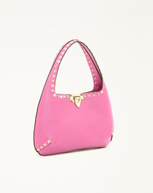BORSA HOBO PICCOLA ROCKSTUD IN VITELLO GRANATO
