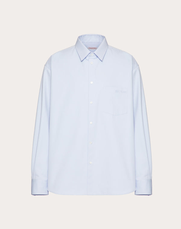Camicia In Cotone Tecnico Con Ricamo Valentino
