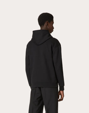 Felpa In Cotone Tecnico Con Cappuccio E Etichetta Sartoriale Maison Valentino