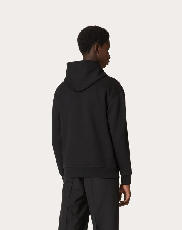 Felpa In Cotone Tecnico Con Cappuccio E Etichetta Sartoriale Maison Valentino