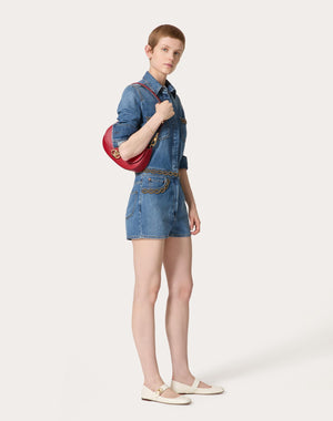Tuta In Denim Blu Medio Ricamata