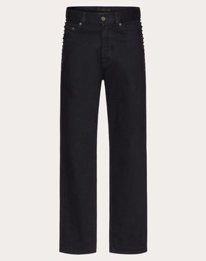 Pantalone In Denim Con Borchie Black Untitled