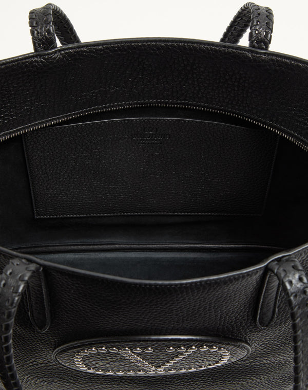 Borsa Shopping Valentino Garavani Nellcôte In Vitello Granato