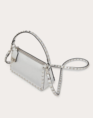 Borsa Piccola A Tracolla Rockstud In Vitello Granato Metallizzato 