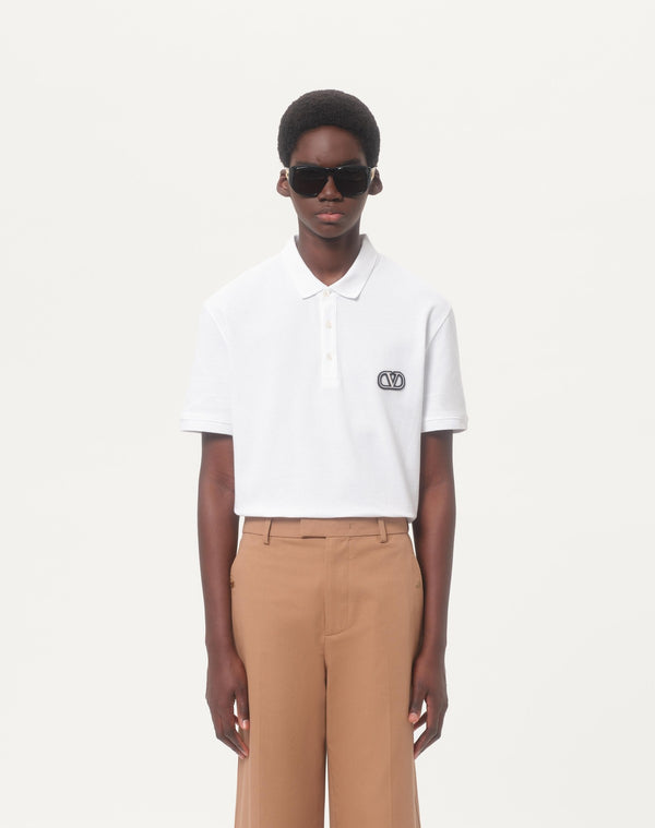 Polo In Piquet Di Cotone Con Patch Vlogo Signature
