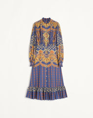 Abito midi in Mussola di Cotone stampato