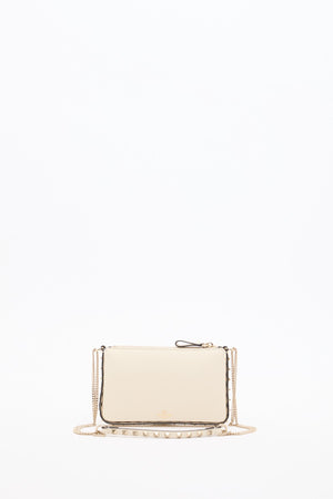 POUCH CON CATENA ROCKSTUD IN VITELLO GRANATO