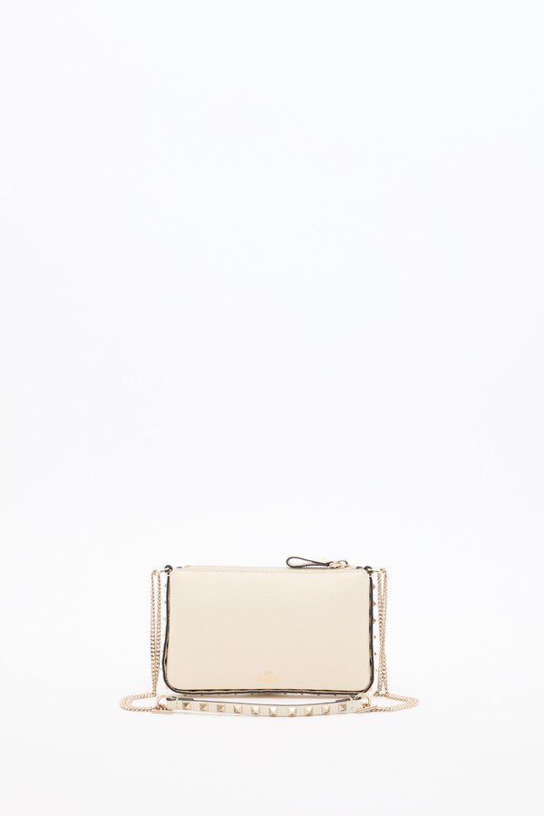 POUCH CON CATENA ROCKSTUD IN VITELLO GRANATO