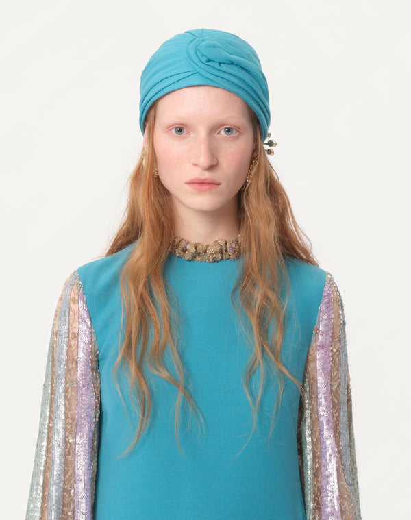 Abito Corto In Crepe Couture Ricamato
