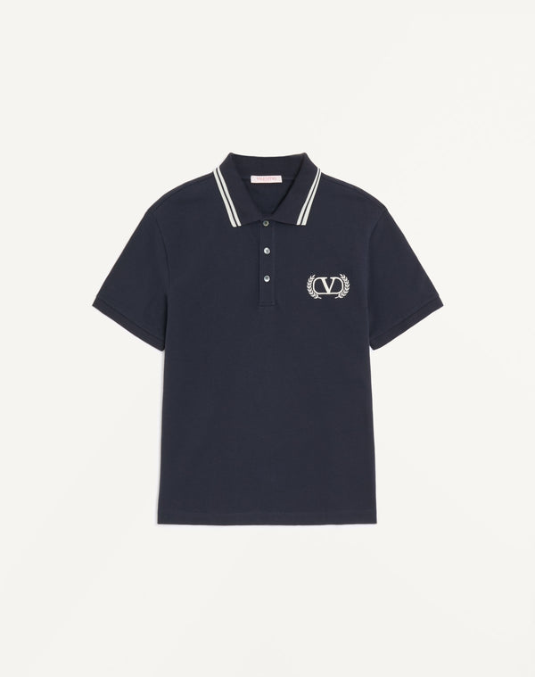 Polo In Piquet Di Cotone Con Ricamo Maison Valentino