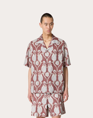 Camicia Da Bowling In Lino Con Stampa Metamorphos Tulips