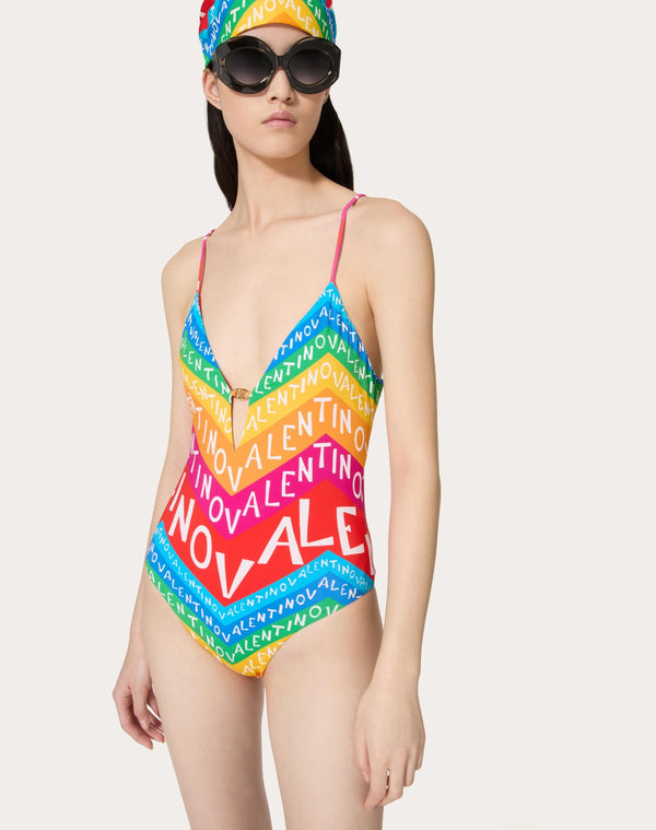 Costume Intero In Lycra Valentino Chevron 24