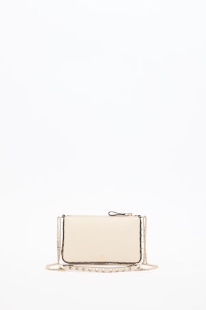POUCH CON CATENA ROCKSTUD IN VITELLO GRANATO