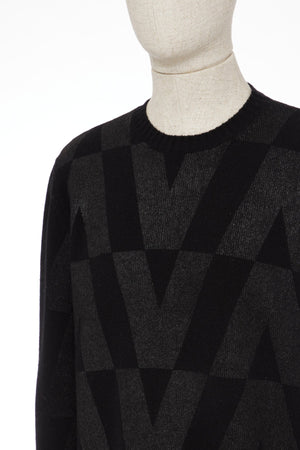 Maglia Girocollo In Lana Con Stampa Macro Optical Valentino