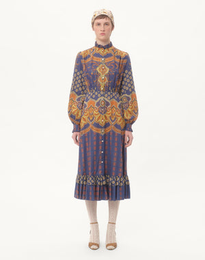 Abito midi in Mussola di Cotone stampato