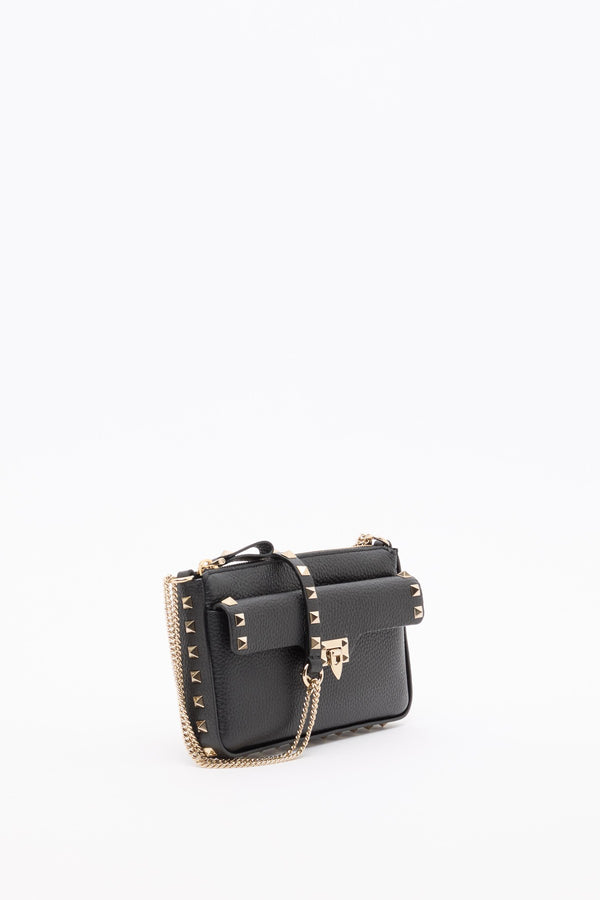 POUCH CON CATENA ROCKSTUD IN VITELLO GRANATO