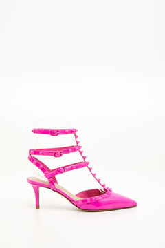 Décolleté Rockstud In Vernice Con Cinturini E Borchie In Tono 65Mm