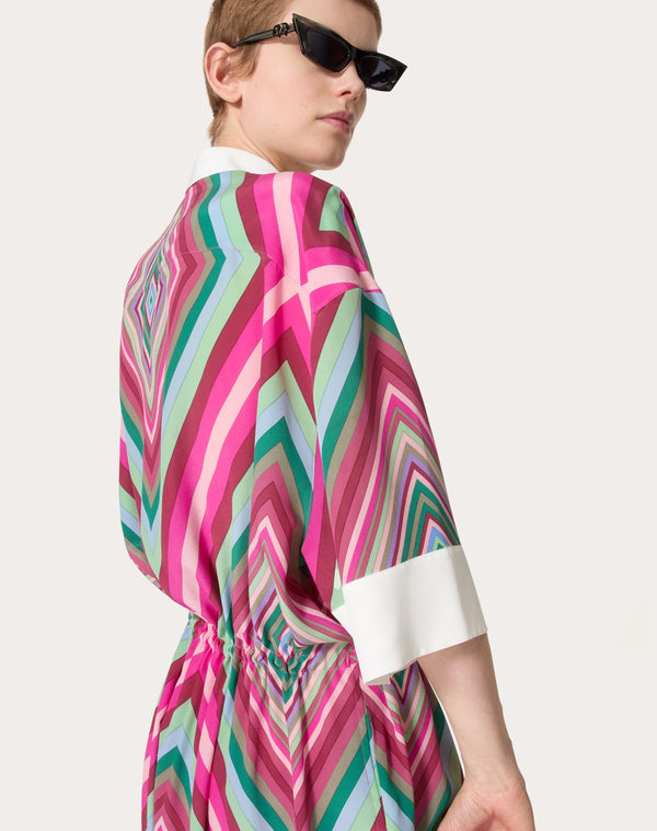 Abito Midi In Crepe De Chine Valentino Rhombus 75 Foulard 
