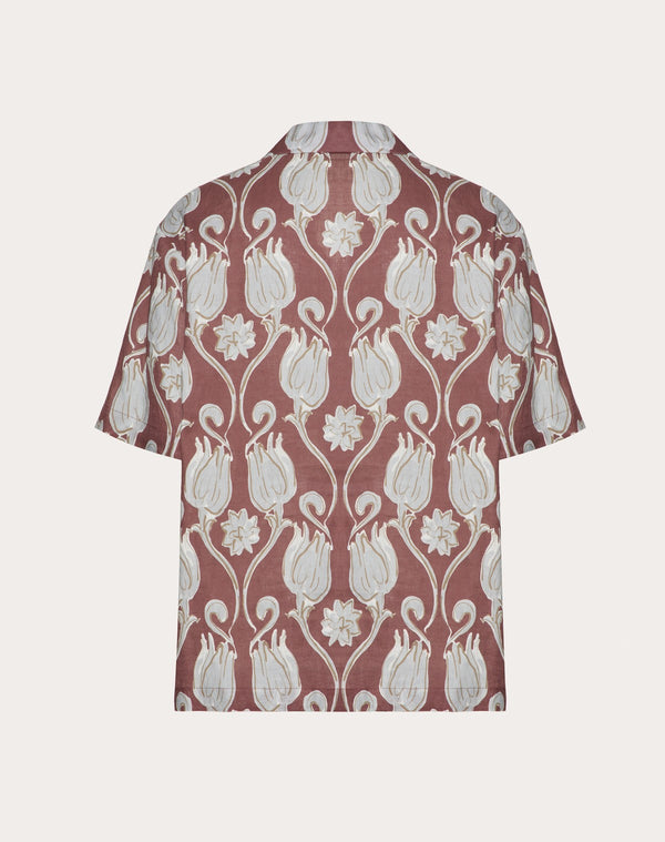 Camicia Da Bowling In Lino Con Stampa Metamorphos Tulips