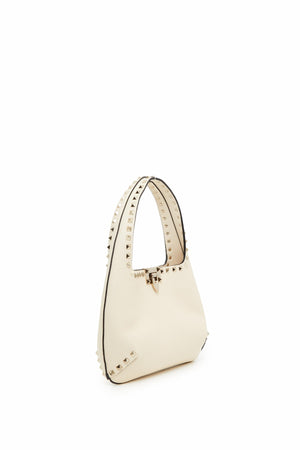 BORSA HOBO PICCOLA ROCKSTUD IN VITELLO GRANATO